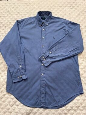 Ralph Lauren Vintage Yarmouth Blue Button-Down Oxford Dress Shirt Size 16.5